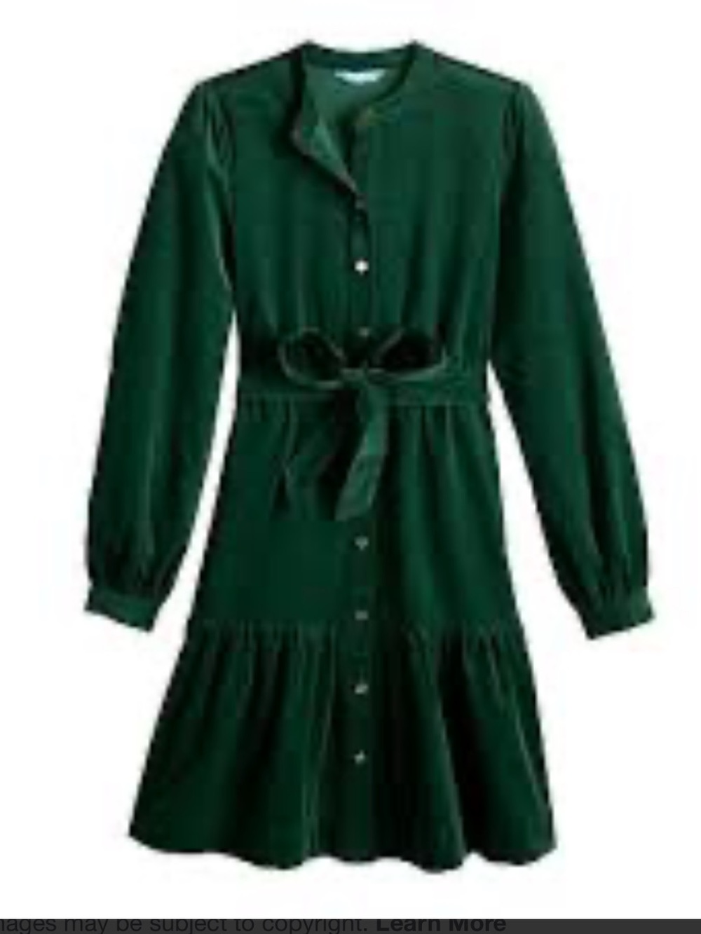 Draper James Emerald Green Velvet Button-Front Mini Dress